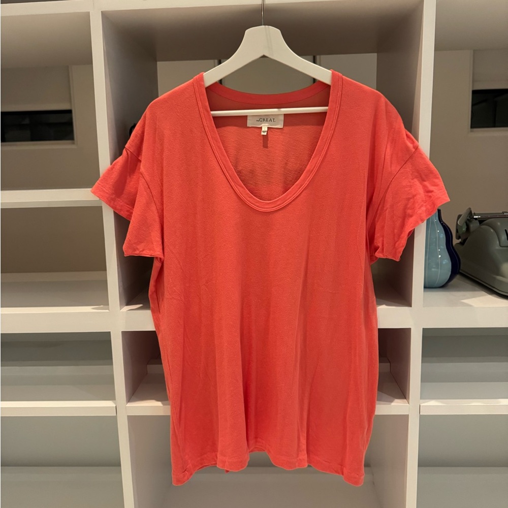 THE GREAT U Neck Tee in Posey, Size Small